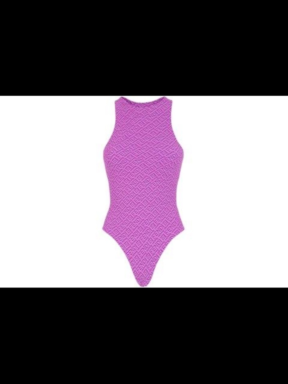 Fendi x SKIMS Purple Textured High-Neck One-Piece Bodysuit